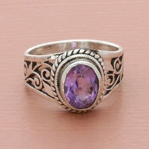 sterling silver braided purple amethyst scroll ring size 6.5